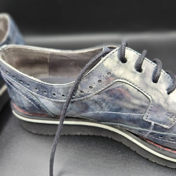 Woman's Kanna preppy academia brogue blueish metallic leather oxford sneakers 7 - Picture 4 of 8